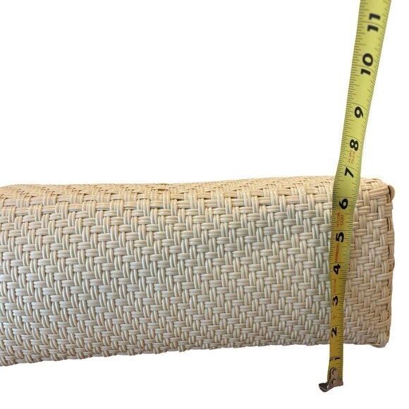 Women’s Woven Tote Wicker/Rattan Style Ivory Wooden Handle Med-large Chic Modern - Picture 8 of 8